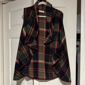 Peach Love California Multicolor Plaid Sleeveless Cape